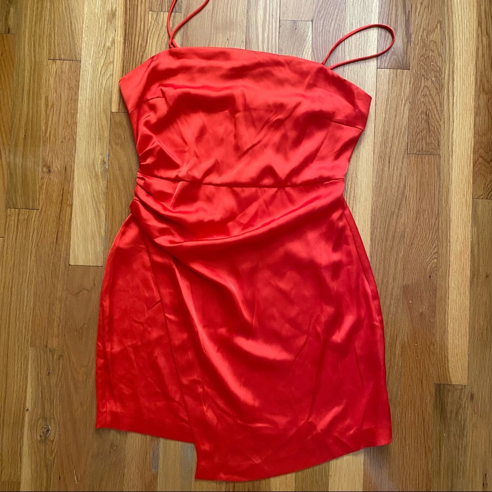 ZARA SATIN RUCHED MINI DRESS - Picture 4 of 4